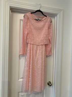 Vintage dress Union made Discovery Fashions Pink Lace Midi 1960
